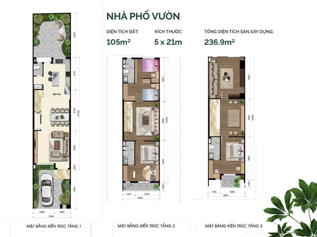 Chi tiết thiết kế mẫu nhà phố vườn dự án The Larita