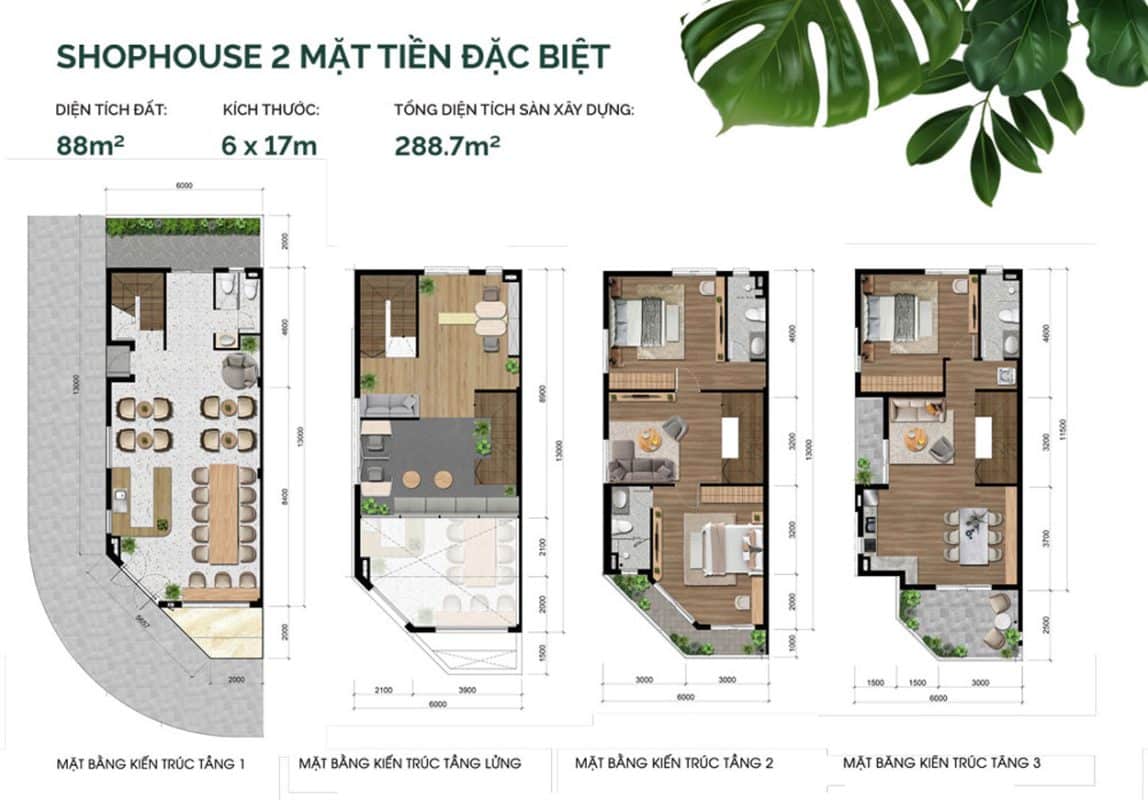 Chi tiết thiết kế mẫu Shophouse 2 mặt tiền đặc biệt dự án The Larita