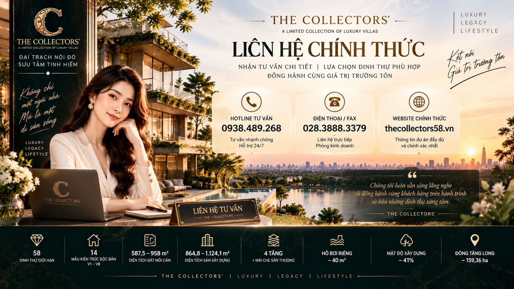 Liên hệ khảo sát thực tế độ riêng tư và lựa chọn vị trí dinh thự The Collectors'